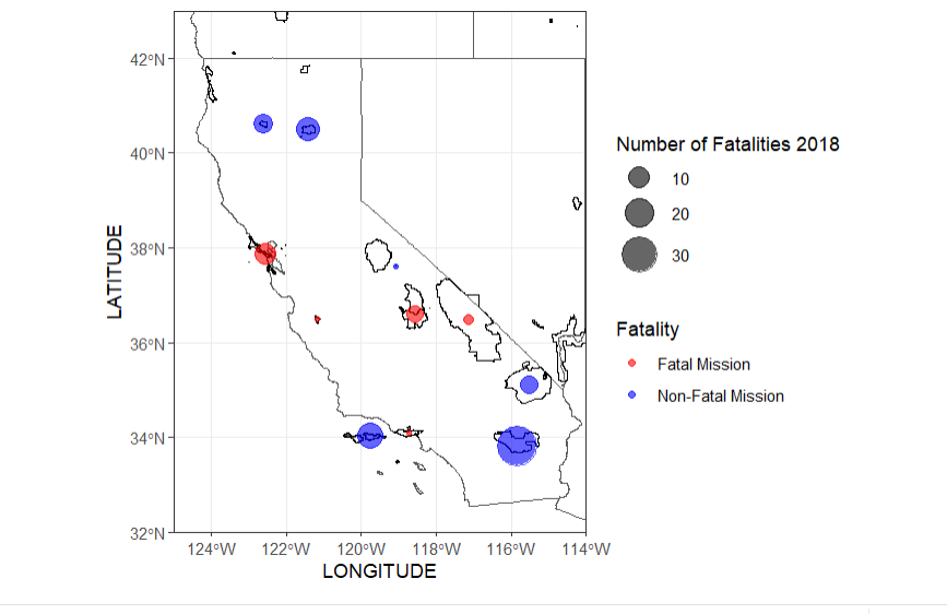 California Mission Fatality 2018 Map